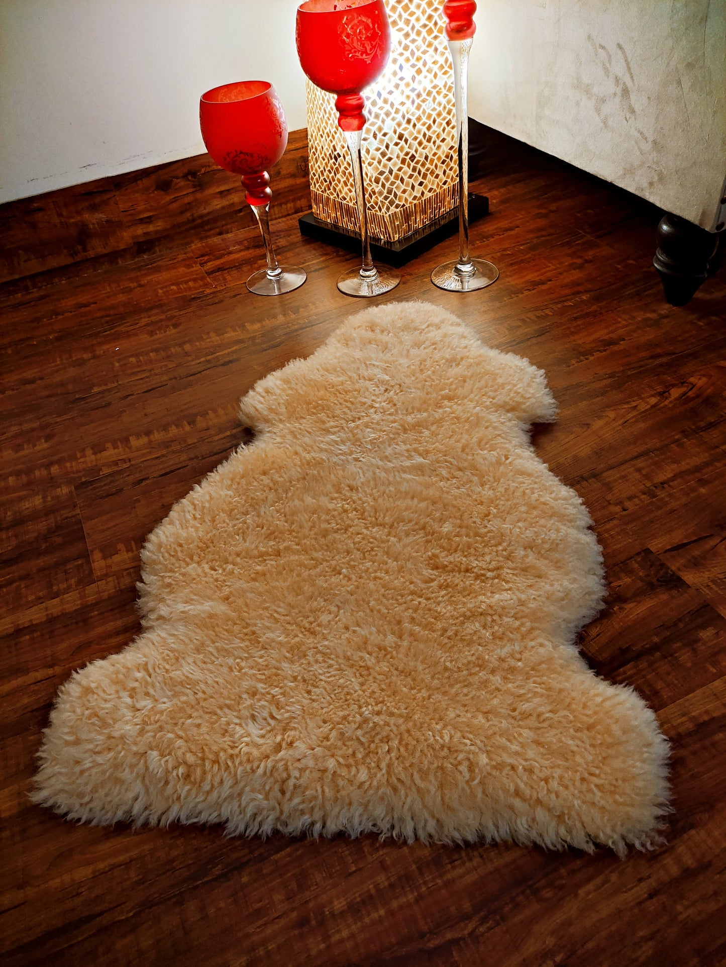 Genuine Baby Sheepskin Rug Champagne  Sheepskin Single Pelt Wool Fur Throw Floor Rug 2.5ft x 1.5ft Australian Sheepskin rug Soft Floor Matt