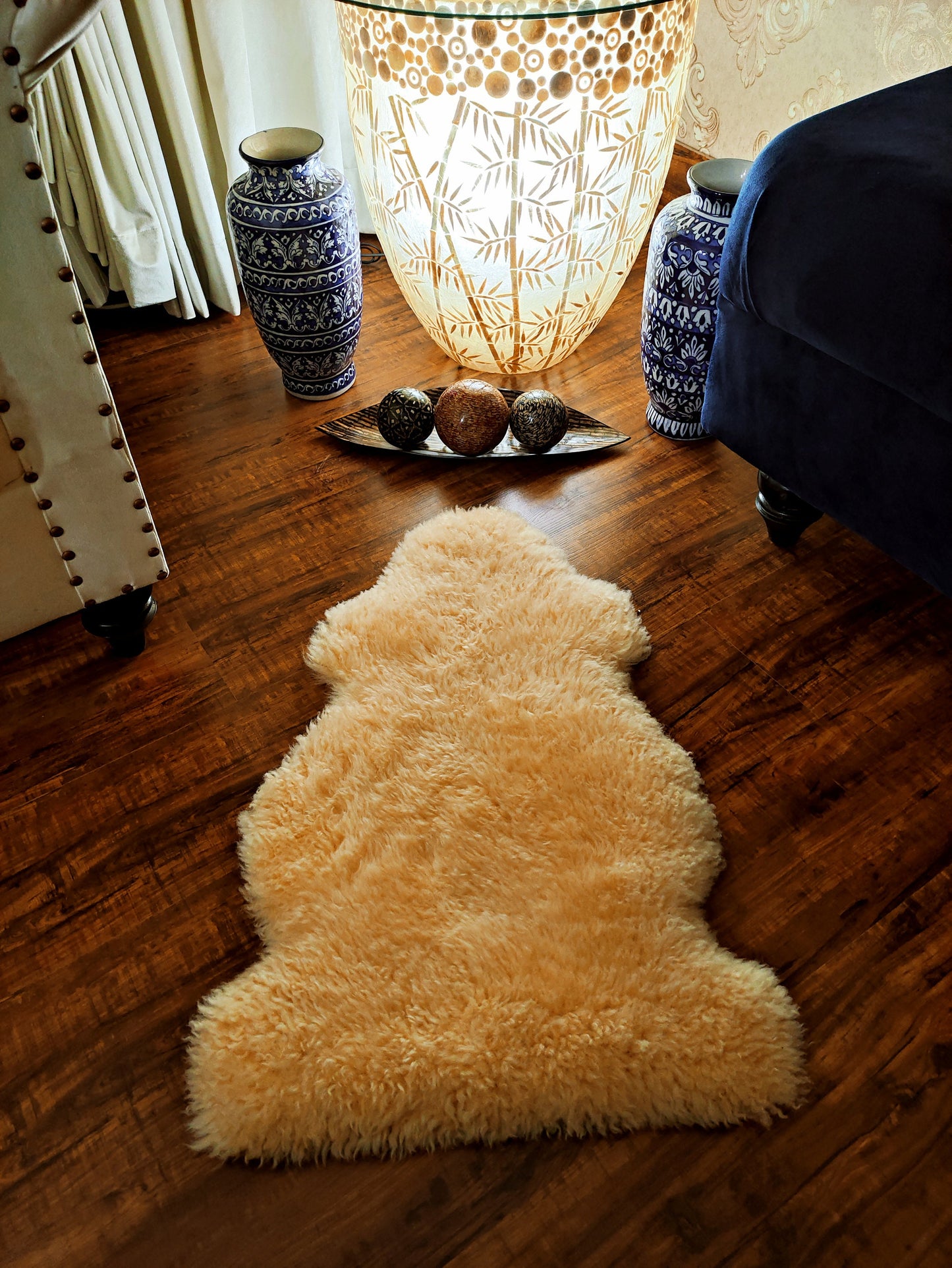 Genuine Baby Sheepskin Rug Champagne  Sheepskin Single Pelt Wool Fur Throw Floor Rug 2.5ft x 1.5ft Australian Sheepskin rug Soft Floor Matt