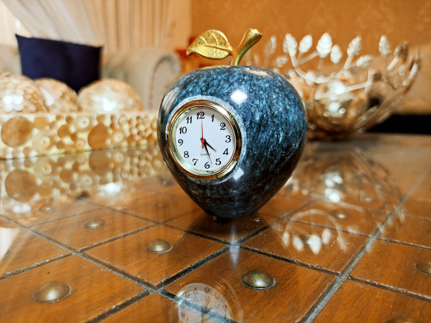 Marble Desk & Table Clock, Marble Apple Paper weight , Marble Desktop Clock, Marble Desk Clock, Marble Table Clock, Marble Paper weight