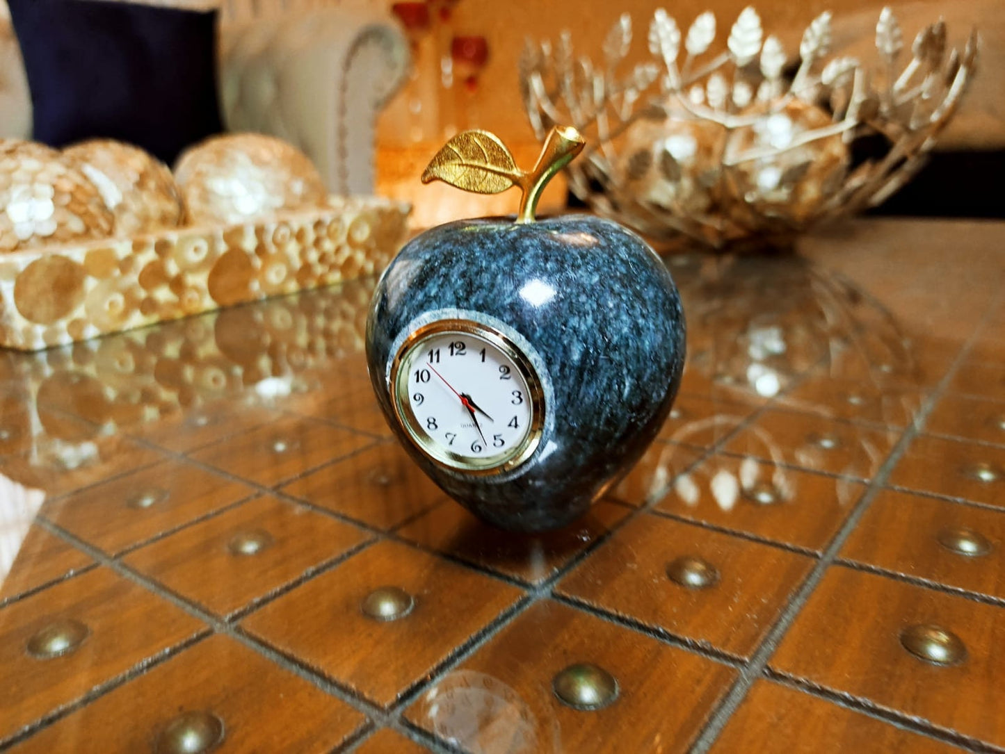 Marble Desk & Table Clock, Marble Apple Paper weight , Marble Desktop Clock, Marble Desk Clock, Marble Table Clock, Marble Paper weight