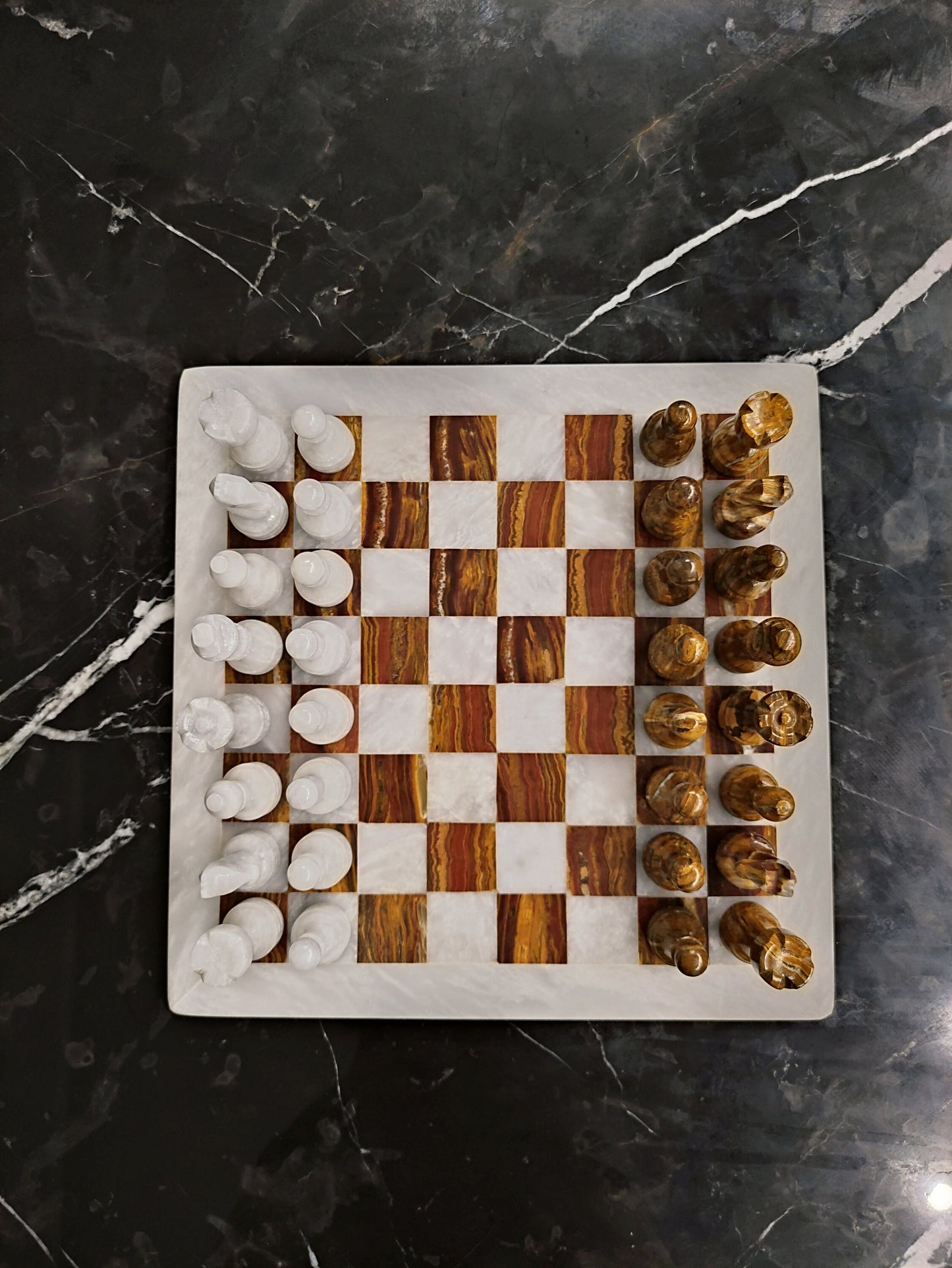 Handmade Marble Chess Set Indoor Adult Chess Game Marble Chess Board Handcraft 16" x 16" Premium Top Quality Chess Board