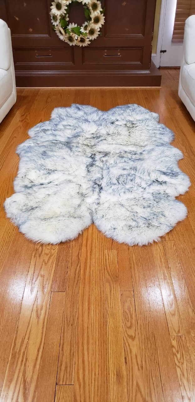 Quad Sheepskin Rug | Genuine Sheep Skin Rug Ivory Fur Sheepskin Rug Natural Large Sheep Skin 4 X 6 Australian Sheep Skin 4 Pelt SALE