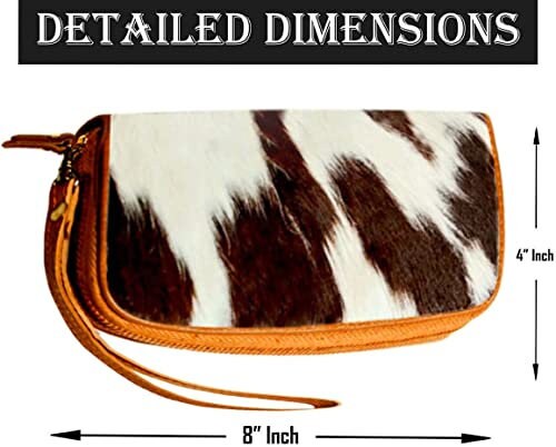 Women Cowhide Wallet Clutch Slim Wallet Zipper Wristlet  hair On  Leather Zipper Purse Real Cow Hide Fur Purse Wallet Handbag Gifts for Her