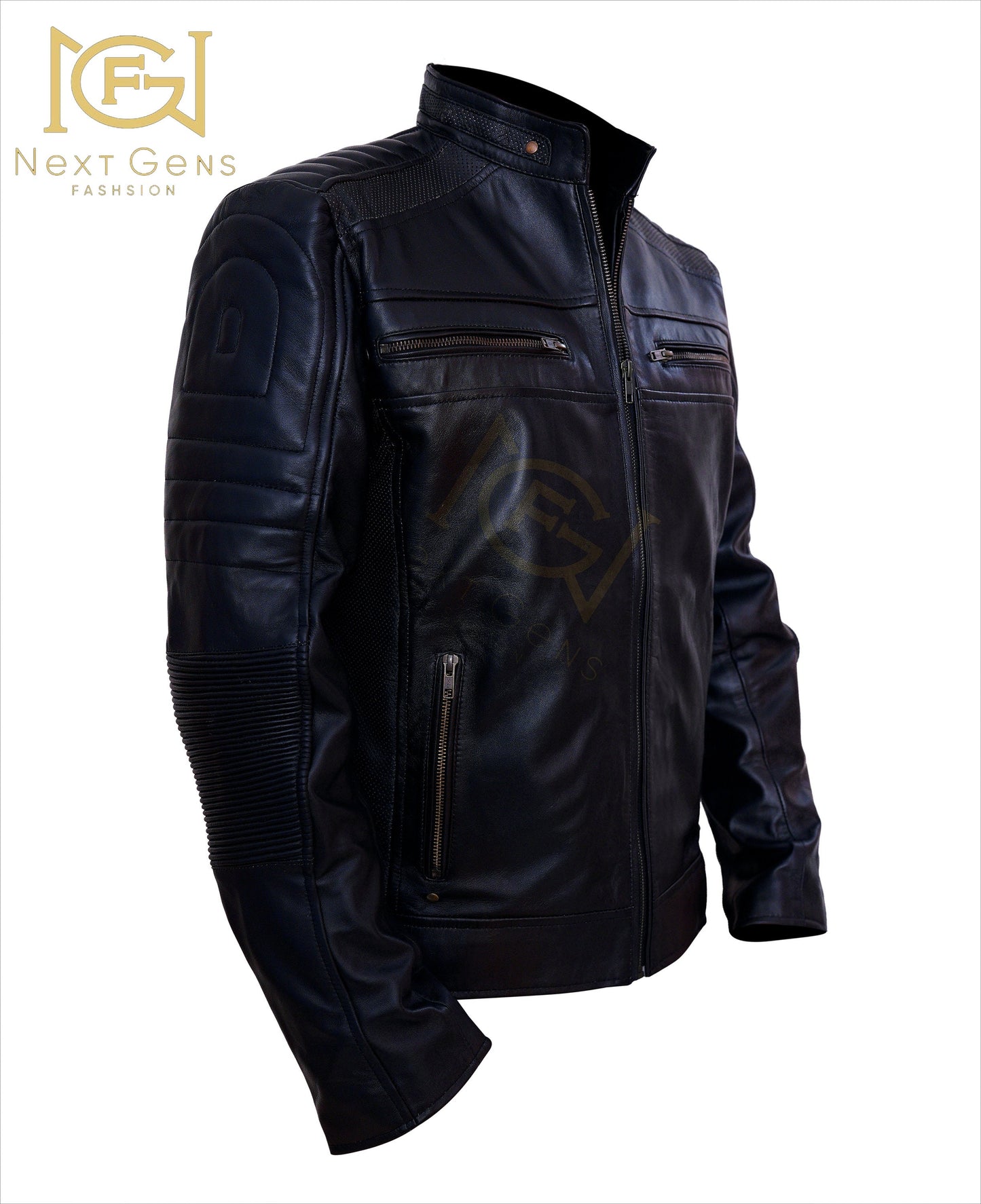 Men Leather Jacket Real Black/Chocolate Brown Biker Leather Jacket for Mens Vintage Band Collar Designer Coat Scott | Top Quality  Jacket