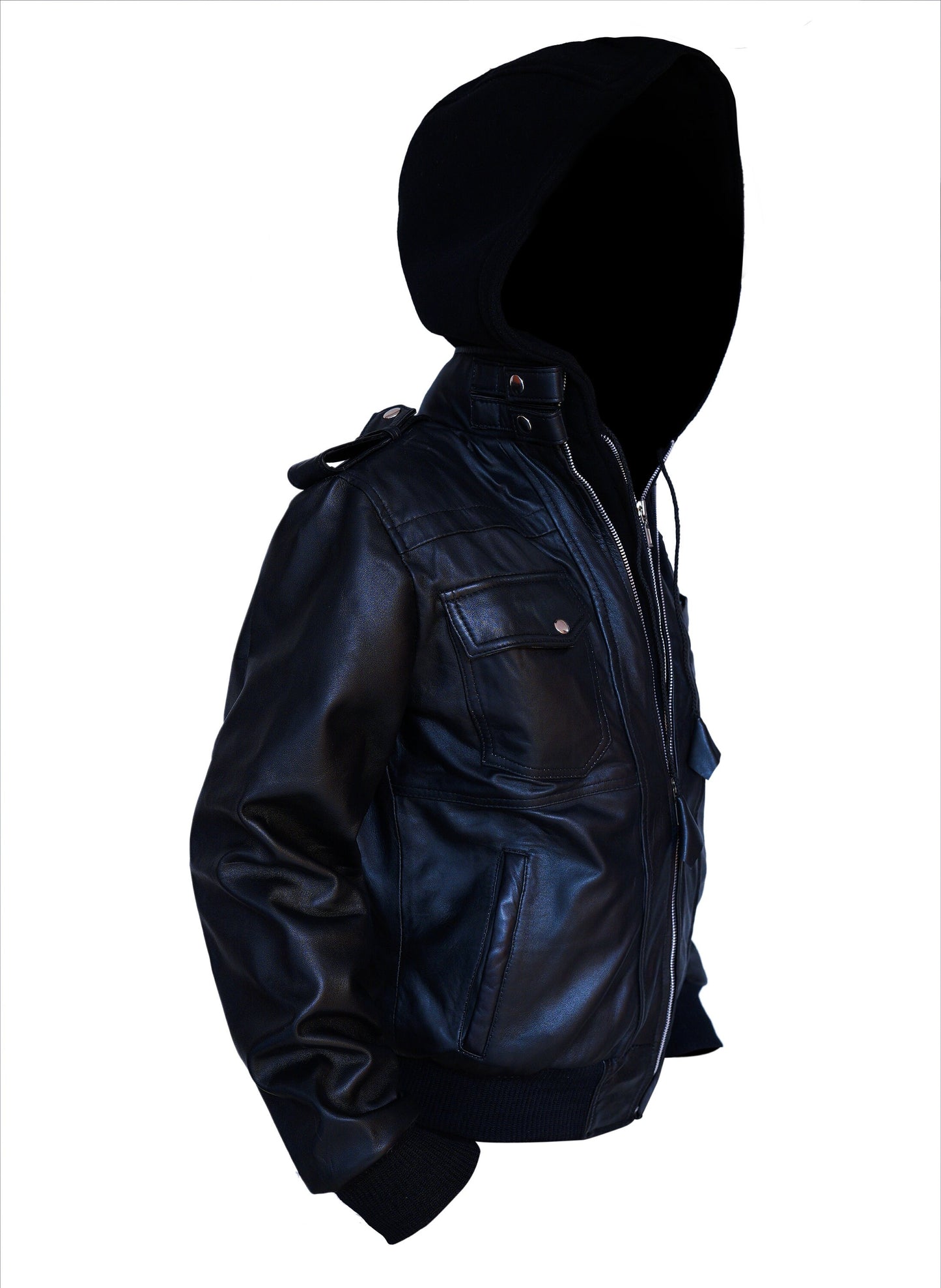 Men Hooded Jacket Leather Jacket Handmade black Genuine Leather Jacket With Hoodie Mens leather Jacket Slim Fit Jacket | Top Quality Jacket