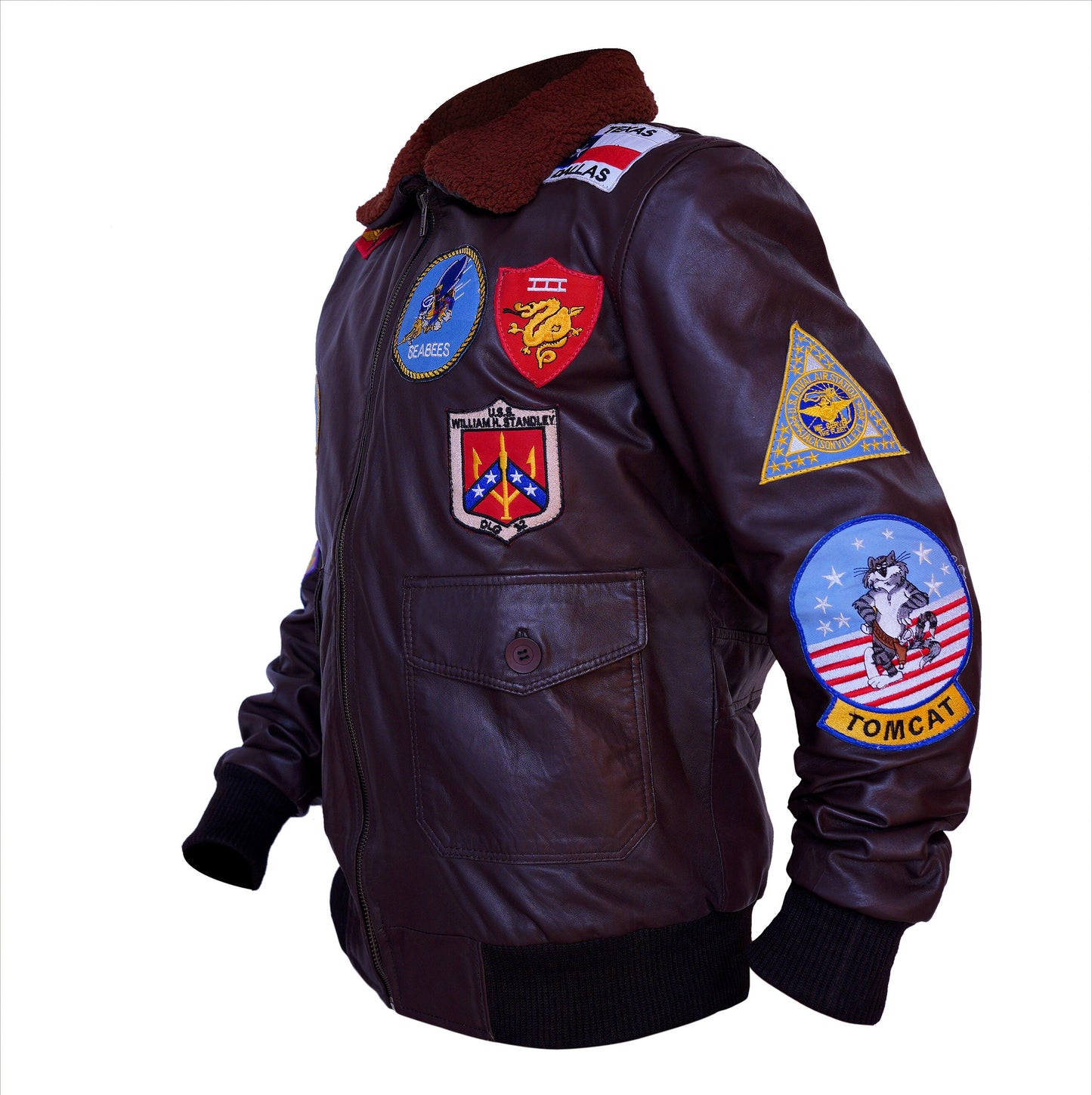 pilot Flight Bomber Cow Leather Jacket ! Pilot Brown And Black Biker Jacket.