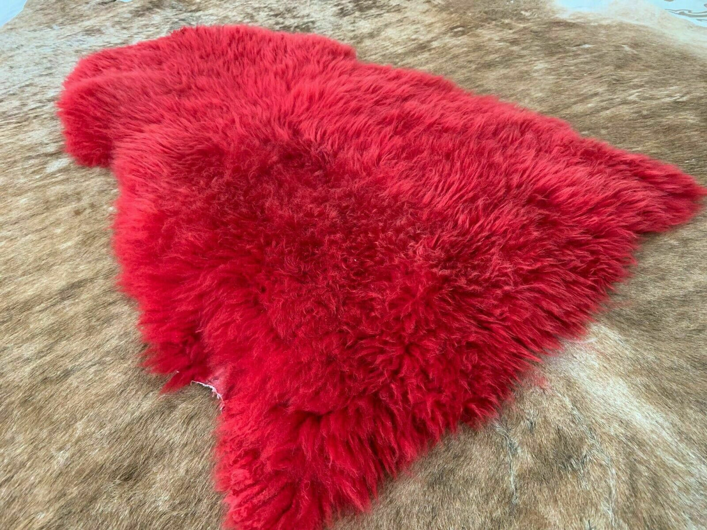 Genuine Real Australian Sheepskin Lambskin Rug Sheepskin throw Chair Cover Soft & Silky Rug Single Wool Fur Floor Rug Red Single Pelt 2x3