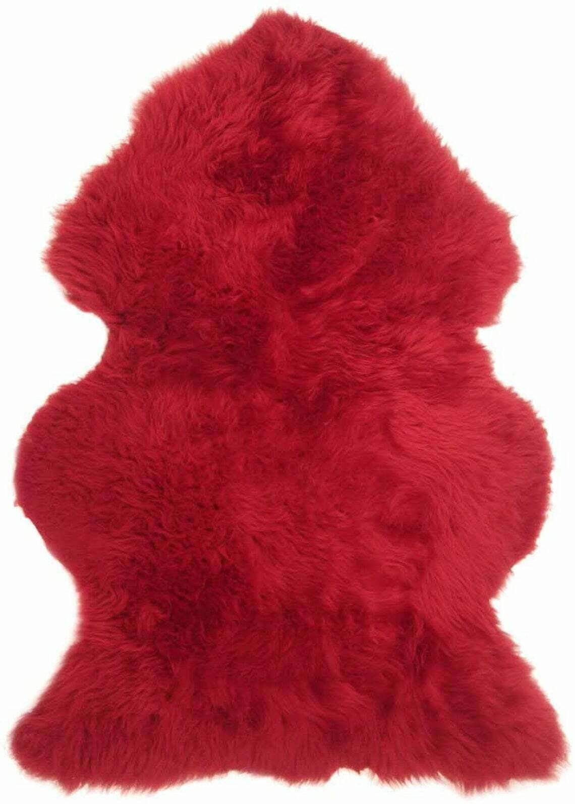 Genuine Real Australian Sheepskin Lambskin Rug Sheepskin throw Chair Cover Soft & Silky Rug Single Wool Fur Floor Rug Red Single Pelt 2x3